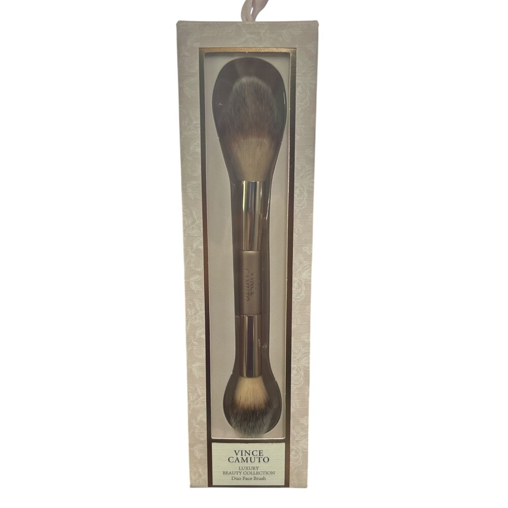 Vince Camuto Luxury Beauty Duo Face Brush | Cream & Powder Makeup Brush New